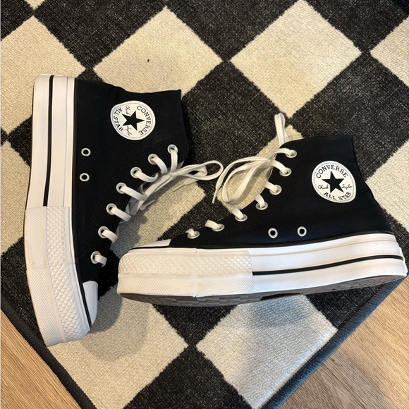Black Platform Hightop Converse - Picture 1 of 5